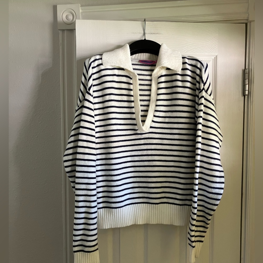 Edikted Navy Cream Striped Sweater XS